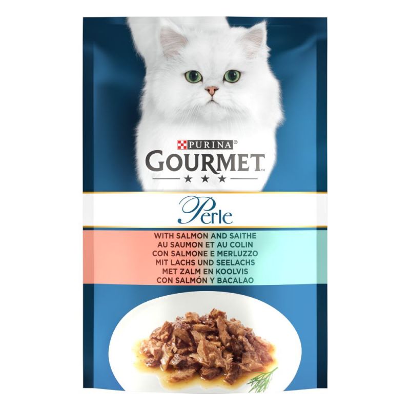 پوچ گربه گورمت طعم ماهی سالمون و ماهی کاد