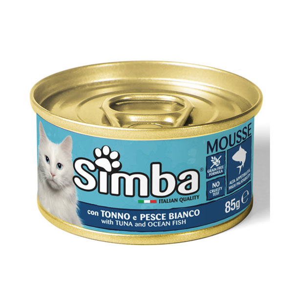 کنسرو گربه مونژه Simba طعم ماهی تن و ماهی اقیانوسی در موس
