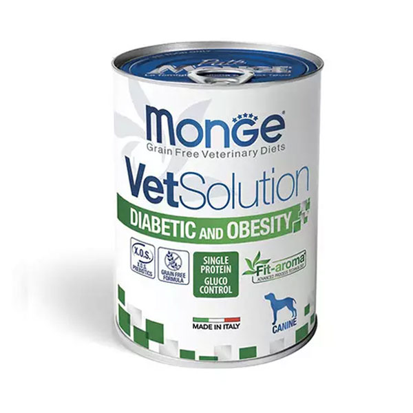 کنسرو درمانی سگ Vet Solution مونژه مدل دیابتیک و اوبیسیتی