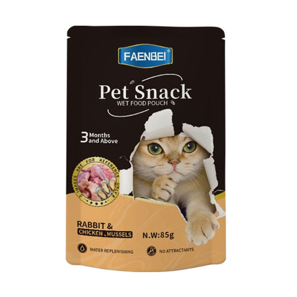 پوچ گربه فنبی مدل میکس با طعم مرغ و خرگوش و صدف دریایی
