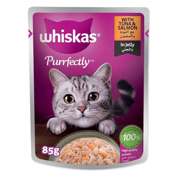 پوچ گربه Purrfectly ویسکاس طعم ماهی تن و سالمون در ژله